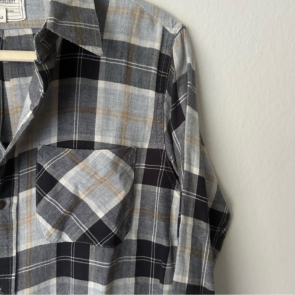 Current/Elliott Black and Gray Casual Button Down flannel Shirt size 2 Western - Picture 5 of 10